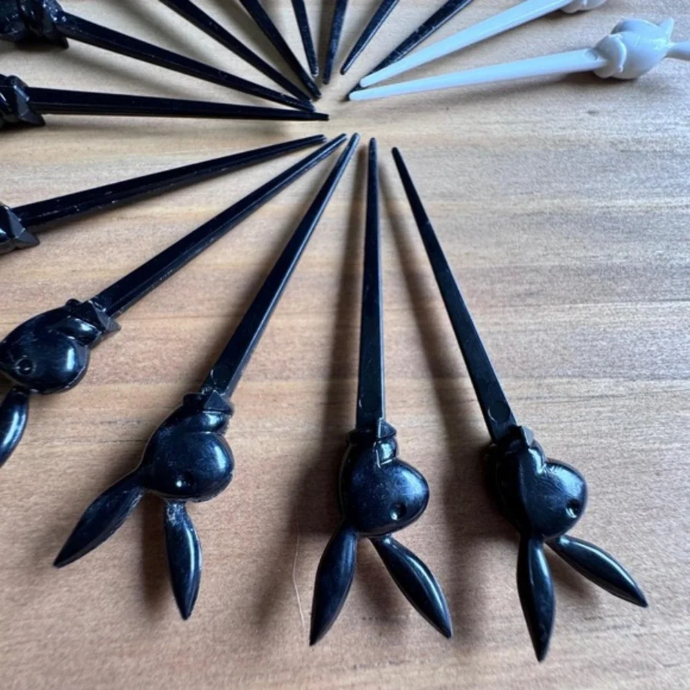 Vintage Playboy Bunny Cocktail Picks - Set of 15 -Black & White 3.5